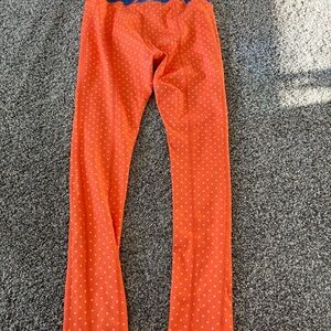 Matilda Jane Orange Polka Dot leggings with Navy Floral Accents